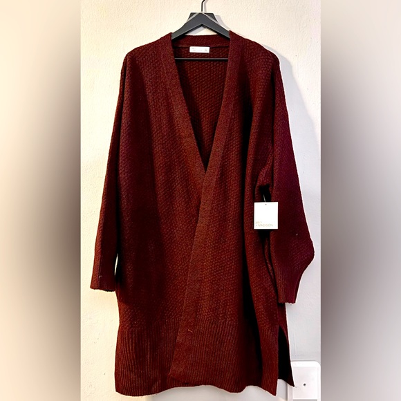 NWT 89th & Madison Burgundy Long Knit Cardigan 3X - Picture 1 of 4
